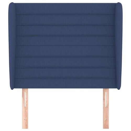 Sengegavl med kanter 93x23x118/128 cm stof blå