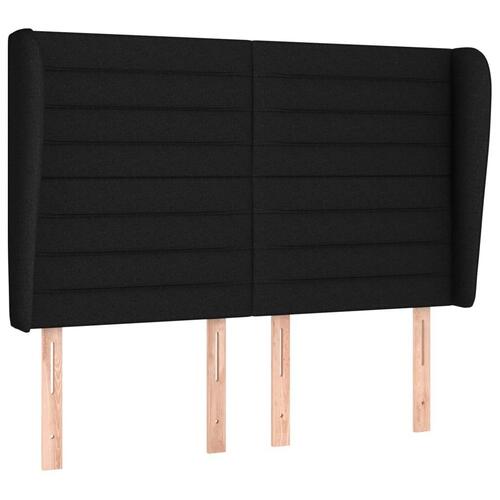 Sengegavl med kanter 147x23x118/128 cm stof sort