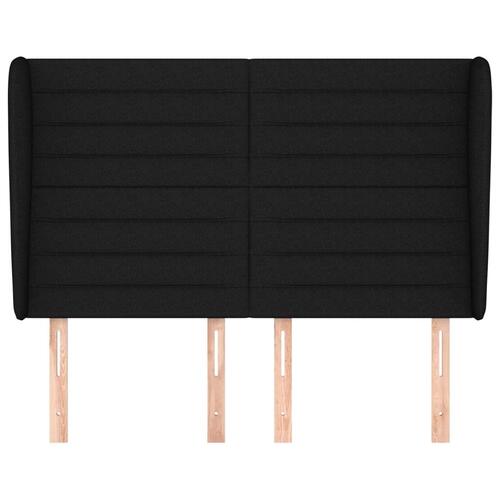Sengegavl med kanter 147x23x118/128 cm stof sort