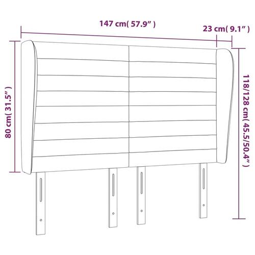 Sengegavl med kanter 147x23x118/128 cm stof sort