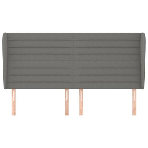 Sengegavl med kanter 163x23x118/128 cm stof mørkegrå