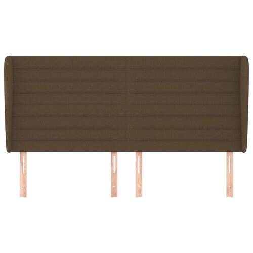 Sengegavl med kanter 163x23x118/128 cm stof mørkebrun