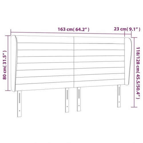 Sengegavl med kanter 163 x 23 x 118/128 cm - cremefarvet