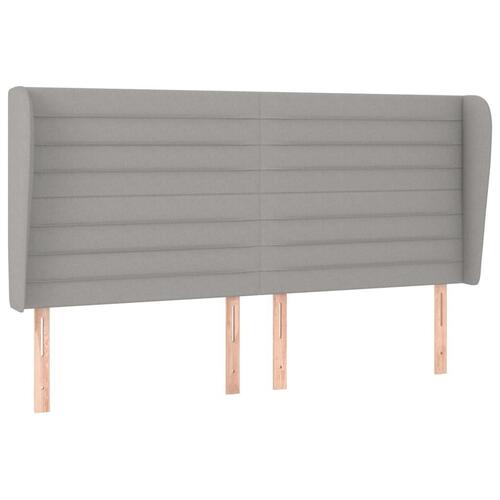 Sengegavl med kanter 183x23x118/128 cm stof lysegrå