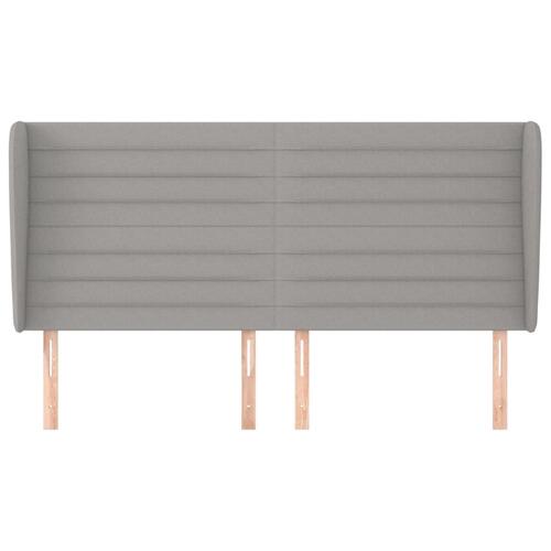 Sengegavl med kanter 183x23x118/128 cm stof lysegrå