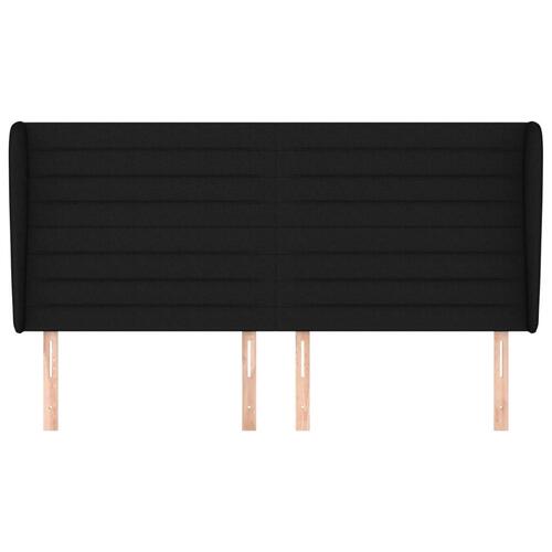 Sengegavl med kanter 183x23x118/128 cm stof sort