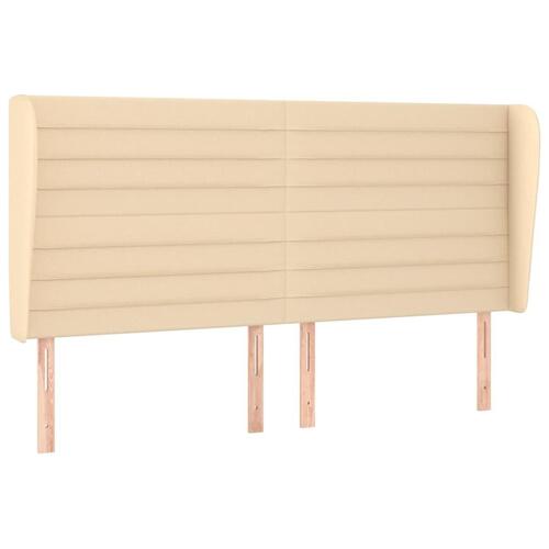 Sengegavl med kanter 183x23x118/128 cm stof cremefarvet