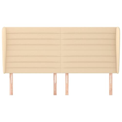 Sengegavl med kanter 183x23x118/128 cm stof cremefarvet