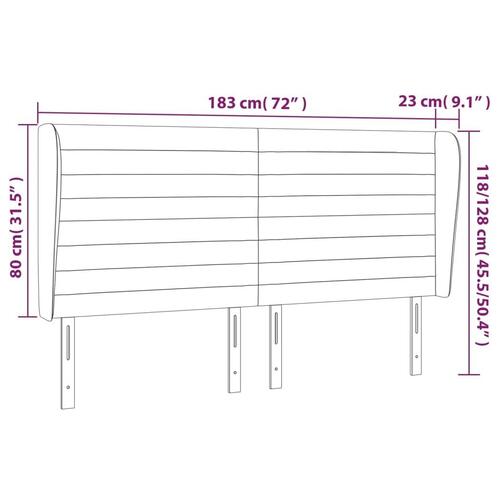 Sengegavl med kanter 183x23x118/128 cm stof cremefarvet