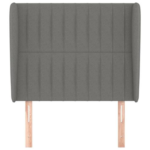 Sengegavl med kanter 83x23x118/128 cm stof mørkegrå