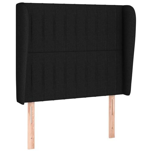 Sengegavl med kanter 83x23x118/128 cm stof sort