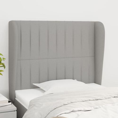 Sengegavl med kanter 93x23x118/128 cm stof lysegrå