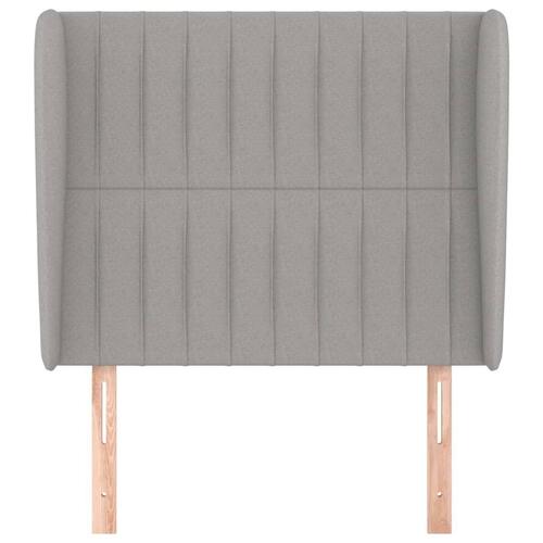 Sengegavl med kanter 93x23x118/128 cm stof lysegrå