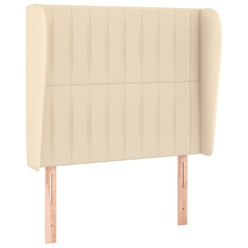 Sengegavl med kanter 93x23x118/128 cm stof cremefarvet