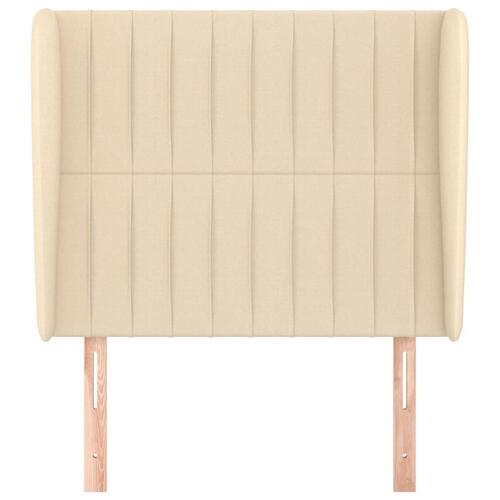 Sengegavl med kanter 93x23x118/128 cm stof cremefarvet