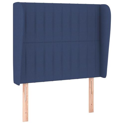 Sengegavl med kanter 93x23x118/128 cm stof blå