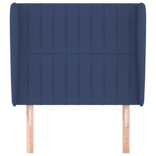 Sengegavl med kanter 93x23x118/128 cm stof blå