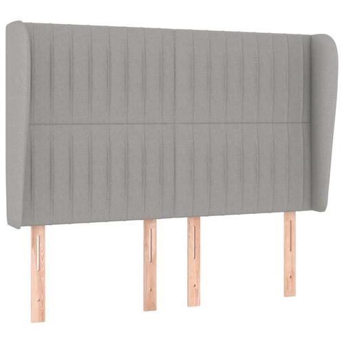 Sengegavl med kanter 147x23x118/128 cm stof lysegrå