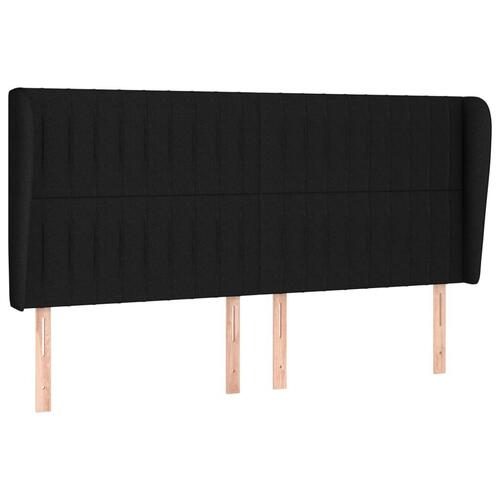 Sengegavl med kanter 163x23x118/128 cm stof sort