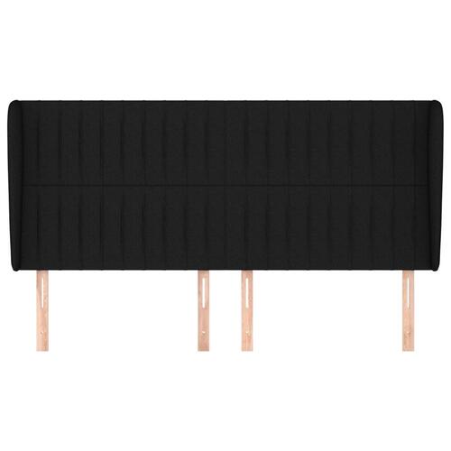 Sengegavl med kanter 163x23x118/128 cm stof sort