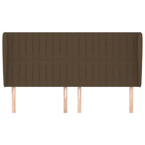 Sengegavl med kanter 163x23x118/128 cm stof mørkebrun