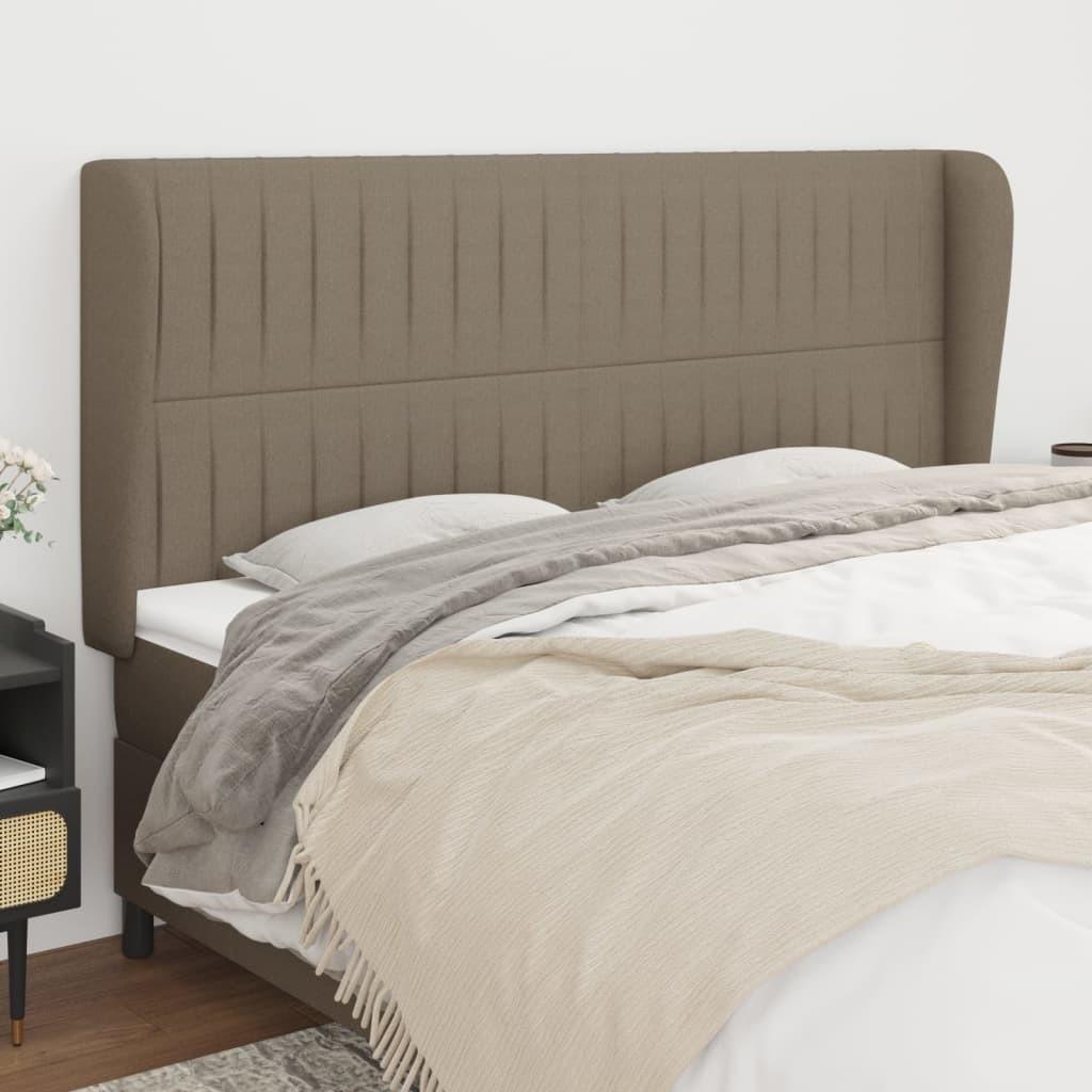 Sengegavl med kanter 163x23x118/128 cm stof gråbrun billede