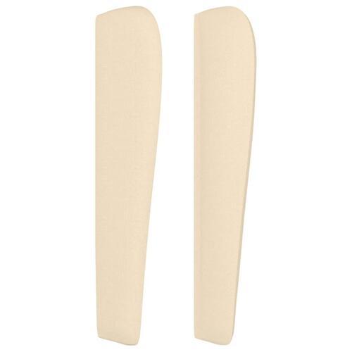 Sengegavl med kanter 163x23x118/128 cm stof cremefarvet