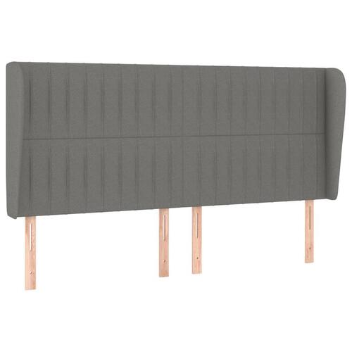 Sengegavl med kanter 183x23x118/128 cm stof mørkegrå