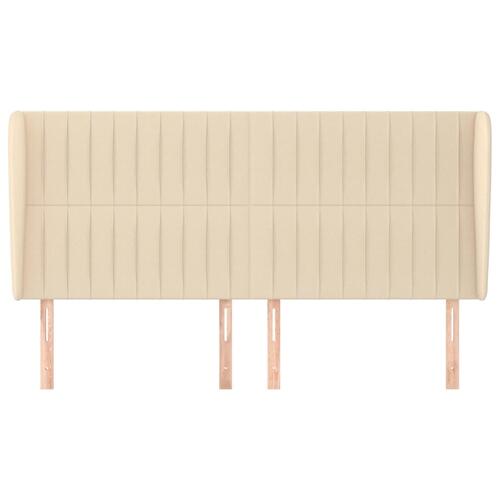 Sengegavl med kanter 183x23x118/128 cm stof cremefarvet