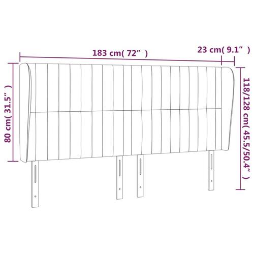 Sengegavl med kanter 183x23x118/128 cm stof cremefarvet