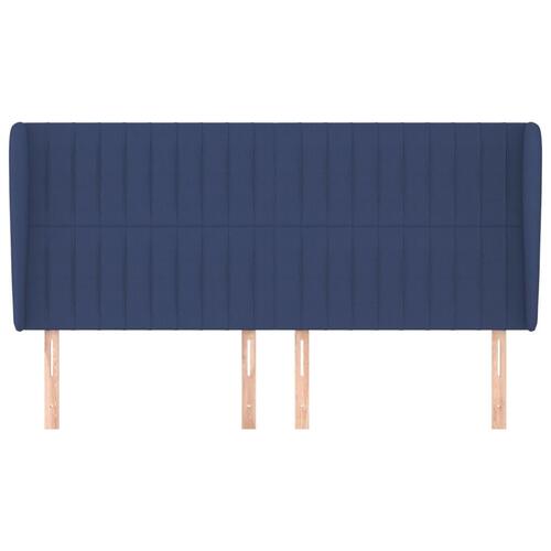 Sengegavl med kanter 183x23x118/128 cm stof blå