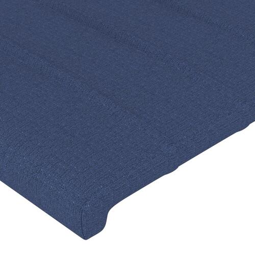 Sengegavl med kanter 183x23x118/128 cm stof blå