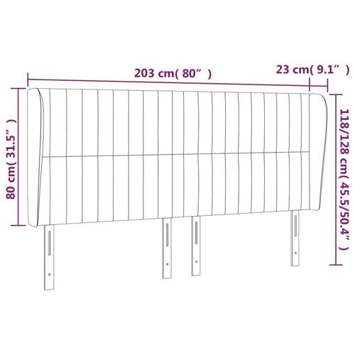 Sengegavl med kanter 203x23x118/128 cm stof sort