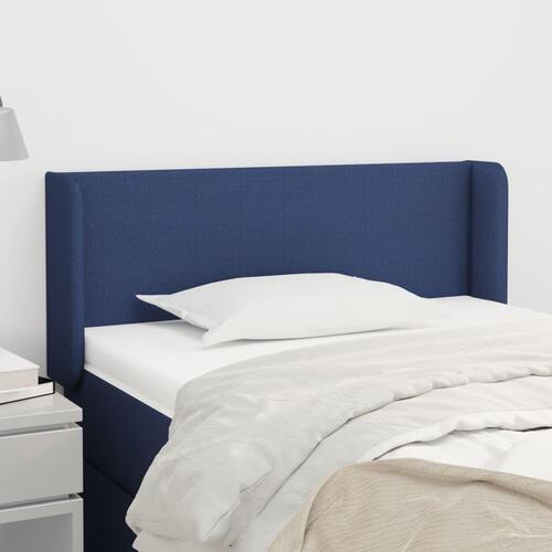 Sengegavl med kanter 83x16x78/128 cm stof blå