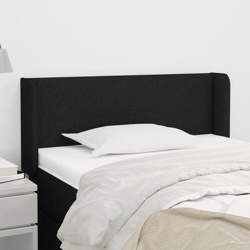 Sengegavl med kanter 103x16x78/88 cm stof sort