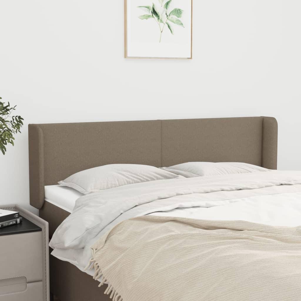Sengegavl med kanter 147x16x78/88 cm stof gråbrun billede