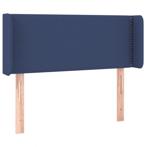 Sengegavl med kanter 83x16x78/128 cm stof blå