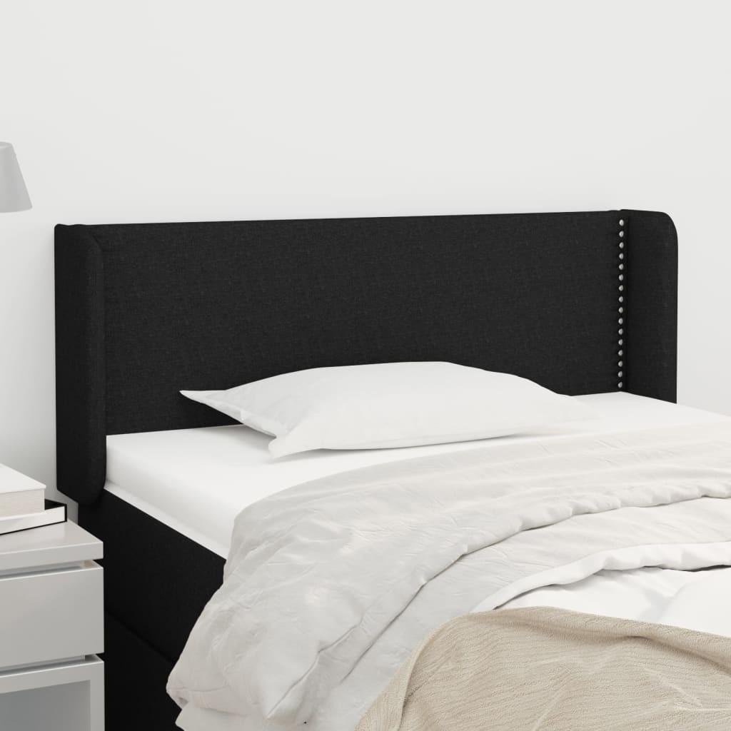Sengegavl med kanter 103x16x78/88 cm stof sort