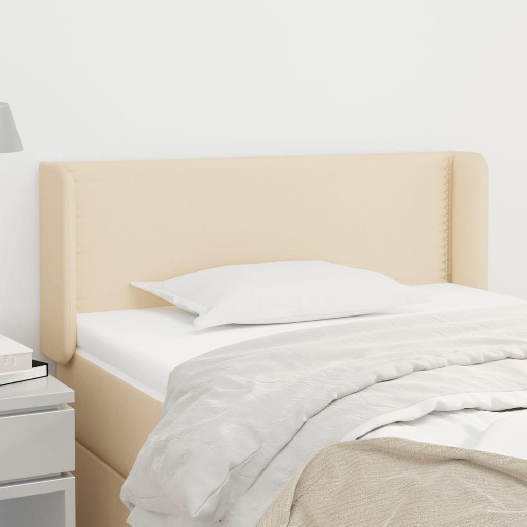 Sengegavl med kanter 103x16x78/88 cm stof cremefarvet