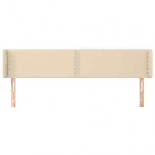 Sengegavl med kanter i stof - cremefarvet, 183 x 16 x 78/88 cm