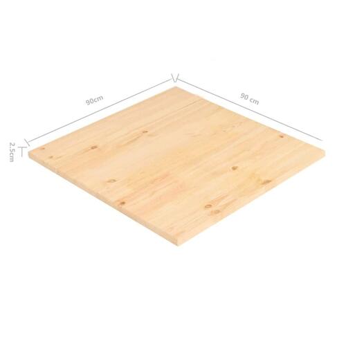 Bordplade 90x90x2,5 cm firkantet naturligt fyrretræ