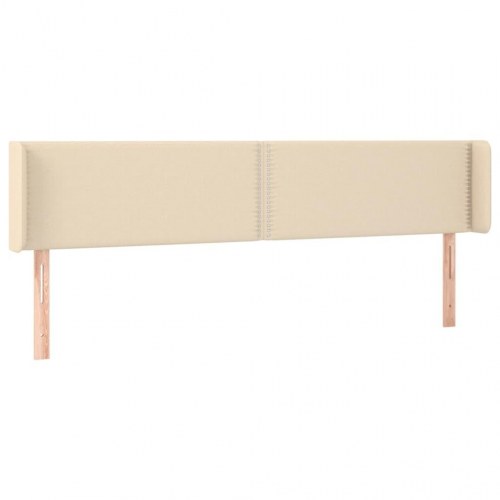 Sengegavl med kanter 203 x 16 x 78/88 cm i cremefarvet stof