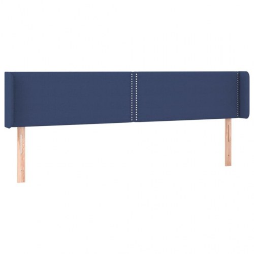 Sengegavl med kanter i stof 203 x 16 x 78/88 cm - blå