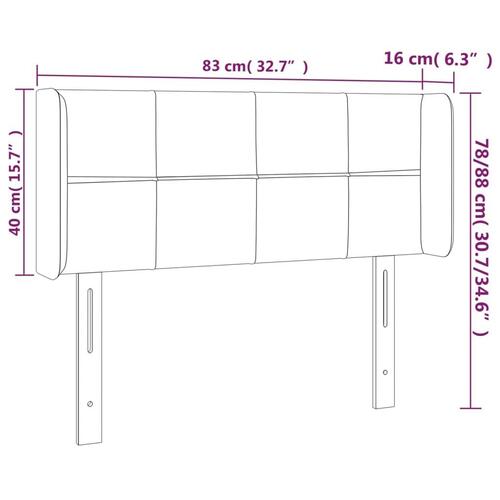 Sengegavl med kanter 83x16x78/128 cm stof sort