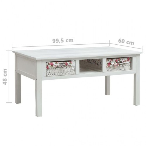 Sofabord 99,5x60x48 cm træ hvid