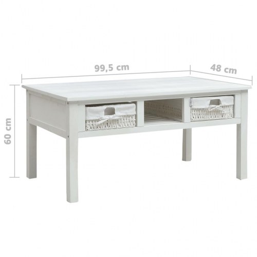 Sofabord 99,5x60x48 cm træ hvid