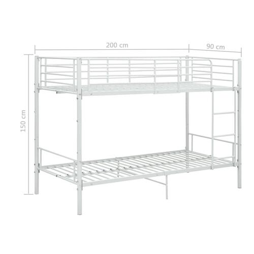 Køjeseng 90x200 cm metal hvid
