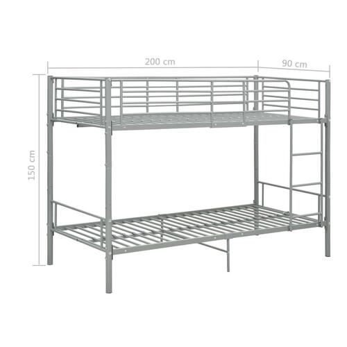 Køjeseng 90x200 cm metal grå