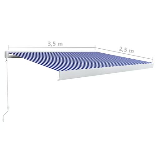 Manuel kassettemarkise 350x250 cm blå og hvid