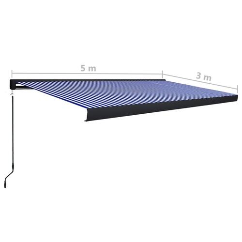 Manuel kassettemarkise 500x300 cm blå og hvid